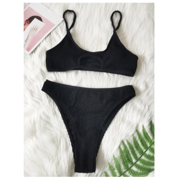 European Summer, NWOT Black Bikini Set, Cut-Out, High Waist, SMALL - Picture 2 of 8